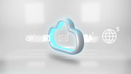 Data to cloud storage. Cloud computing technology concept, 3d renderingの写真素材