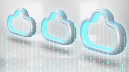 Data to cloud storage. Cloud computing technology concept, 3d rendering