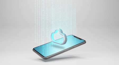 Data to cloud storage. Cloud computing technology concept, 3d renderingの写真素材