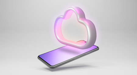 Cloud storage on smartphone. 3d renderingの写真素材