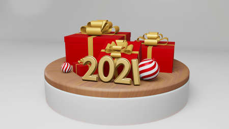 Christmas gift giving concept. happy new year, 3d renderingの写真素材
