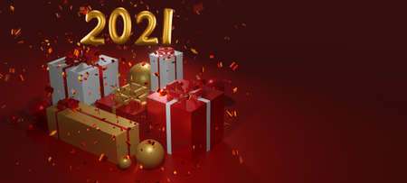 Christmas gift giving concept. happy new year, 3d renderingの写真素材