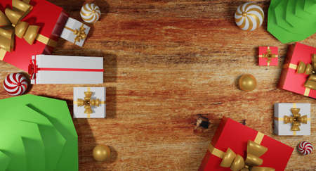 Christmas gift giving concept. happy new year, 3d renderingの写真素材