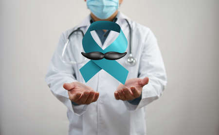 November prostate cancer awareness month blue ribbon. men cancer preventionの写真素材