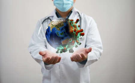 Coronavirus or COVID-19 infection concept. Viral disease epidemic, 3D illustrationの写真素材