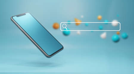 smartphone and browser search bar.  internet and technology concept, 3d renderingの写真素材