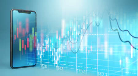 stock market or forex graph on smartphone.の写真素材