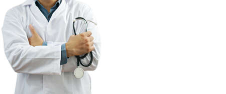 Doctor with stethoscope in hand. Healthcare and medical conceptの写真素材