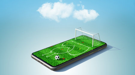 football game strategy on smartphone. 3d renderingの写真素材