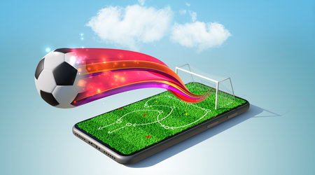 football game strategy on smartphone. 3d renderingの写真素材