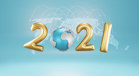 Creativity inspiration in new year 2021 concepts. 3d renderingの写真素材