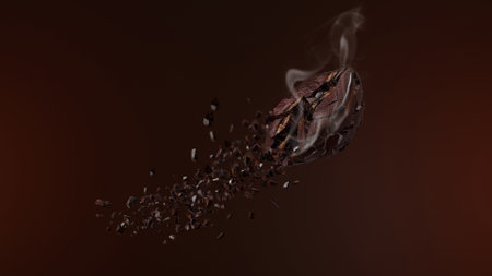 Coffee bean explosion. 3d renderingの写真素材