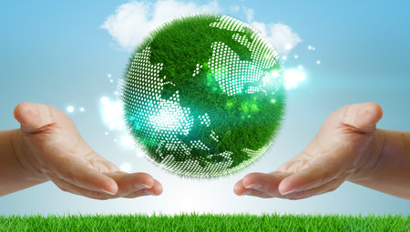 Hand holding the Green Earth.  Environment Conceptの写真素材