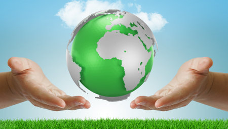 Hand holding the Green Earth.  Environment Conceptの写真素材
