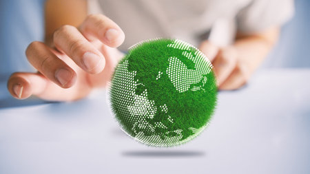 Hand holding the Green Earth.  Environment Conceptの写真素材