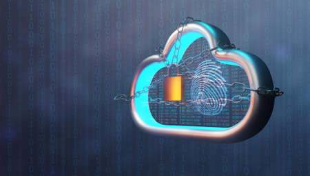fingerprint to identify personal.  security cloud technology concept ,  3d renderingの写真素材