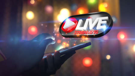 Asian young women using smartphone online shopping. Live streaming to buy product. 3d renderingの写真素材