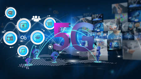 5G network concept, high-speed Internet, network wireless technology, 3d renderingの写真素材