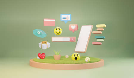 online search bar on smartphone. search on internet, 3d renderingの写真素材