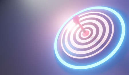 Red arrows reaching the center target. Darts target. target of business. Success Business Concept. 3d renderingの写真素材