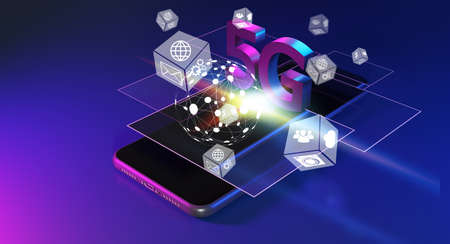5G network concept, high-speed Internet, network wireless technology, 3d renderingの写真素材