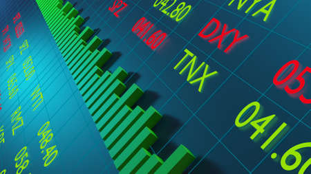 Digital of Stock market prices changing. Stock Market Values, growing or shrinking, 3d renderingの写真素材