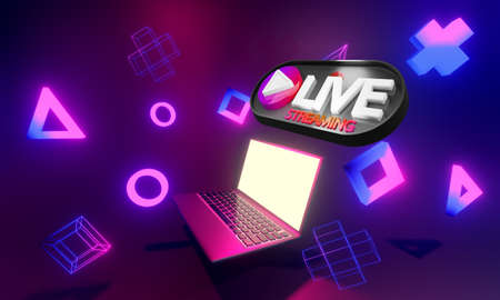 Online Video Game Live streaming background. 3d renderingの写真素材