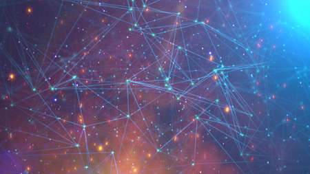 Network with nodes connected background. Technology conceptの写真素材