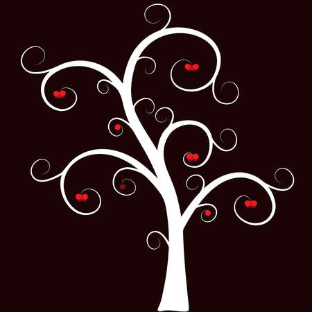 Stylized tree with fruit on a dark backgroundのイラスト素材