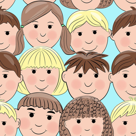 Seamless pattern with smiling faces