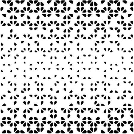seamless black and white abstract background with floral decreasing elements, halftoneのイラスト素材