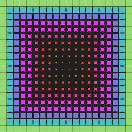 Abstract multicolored pattern from geometric shapes of different sizes, halftone