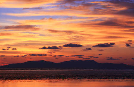 View of island during sunset の写真素材
