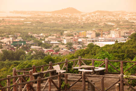 Relaxing corner with table and chairの写真素材