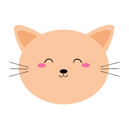 cute cartoon smiling cat headのイラスト素材