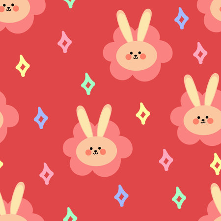 animal, baby, background, bunny, cartoon, colorful, cute, decoration, design, easter, fabric, funny, graphic, greeting, illustration, paper, pattern, print, rabbit, seamless, textiのイラスト素材