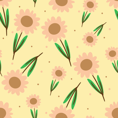 Seamless pattern with cute cartoon flowers, for fabric print, textile, gift wrapping paper. colorful...