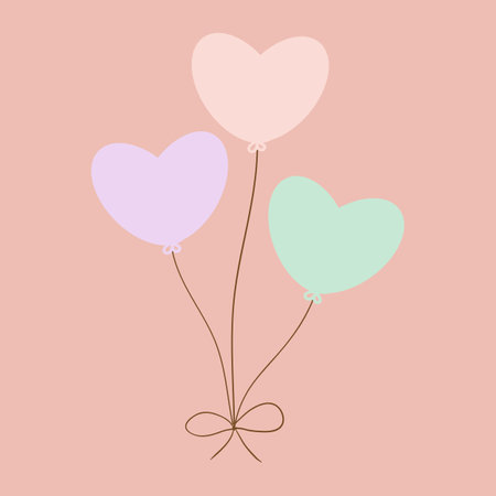 Hand drawn cute cartoon colorful balloons in the shape of love. cute balloon cartoonのイラスト素材
