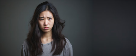 Portrait of stress face asian womenの素材