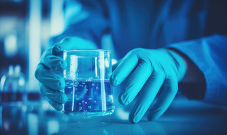 Scientist in laboratory with experimentの素材