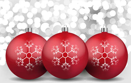 New Year red bolls for Christmas tree. Decoration for Greeting postcardのイラスト素材