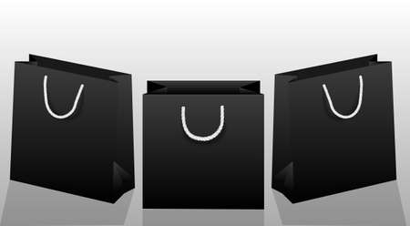 Set of black shopping bagのイラスト素材