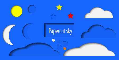 Set of vector paper sky elements. Can be used on different backgrounds colorのイラスト素材