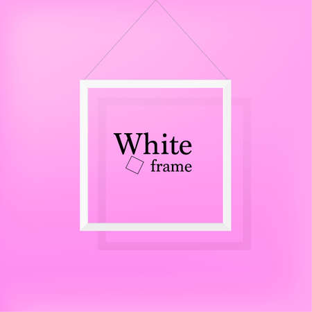 Isolated white frame realistic on pink illustration.のイラスト素材