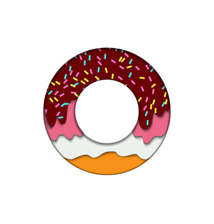 Vector papercut paper style donut.のイラスト素材