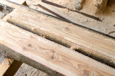 Wood timber construction material Stock in warehouse. Work with wood