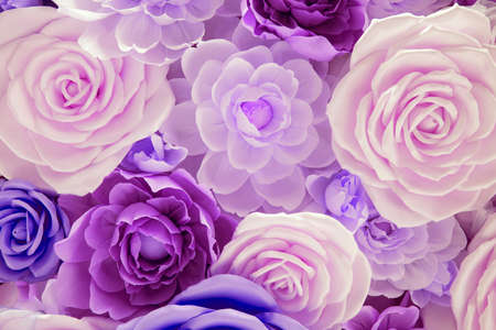 flower is made from corrugated paper, floral background in warm colors, wedding arrangement to celebrateの写真素材