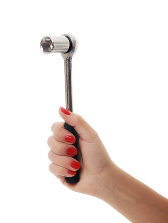 woman hand working with spanner