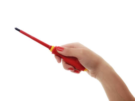 woman hand working with screwdriverの写真素材