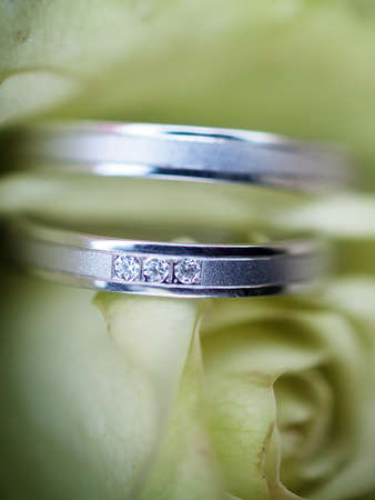 still life with wedding ringsの写真素材